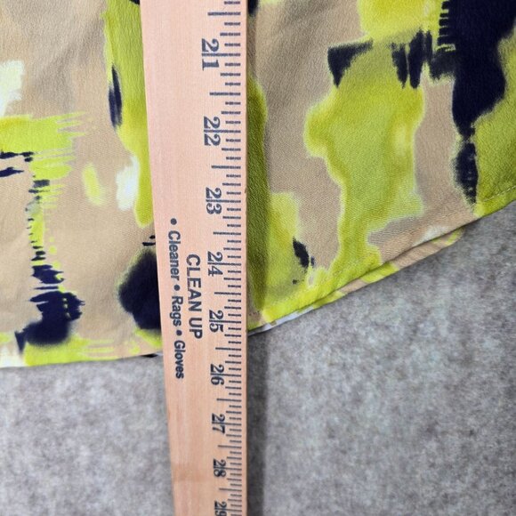 Ann Taylor LOFT Womens Abstract Print Blouse Green/Yellow Jazzy Lightweight - Picture 7 of 8